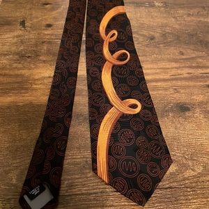 Format Japanese Neck Tie 100% Silk Vintage gold/burgundy/black Abstract design